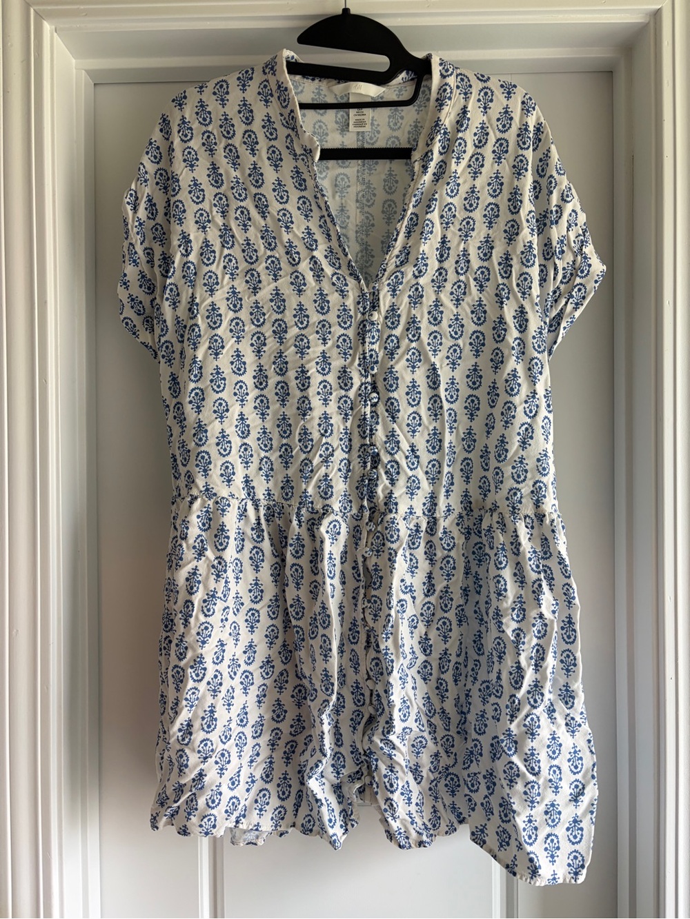 H&M White Tunic with Blue Paisley Print